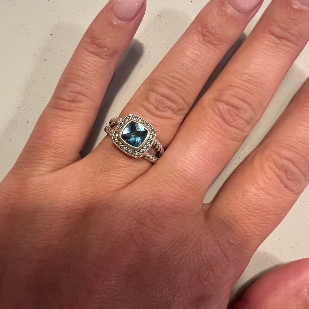 David Yurman Blue Topaz with Diamonds Ring